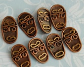 Vintage Rebajes Face Mask Copper Buttons Lot of Eight 1950s Mid Century Rare