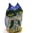 owl sculpture - blue horned owl - handmade ceramic