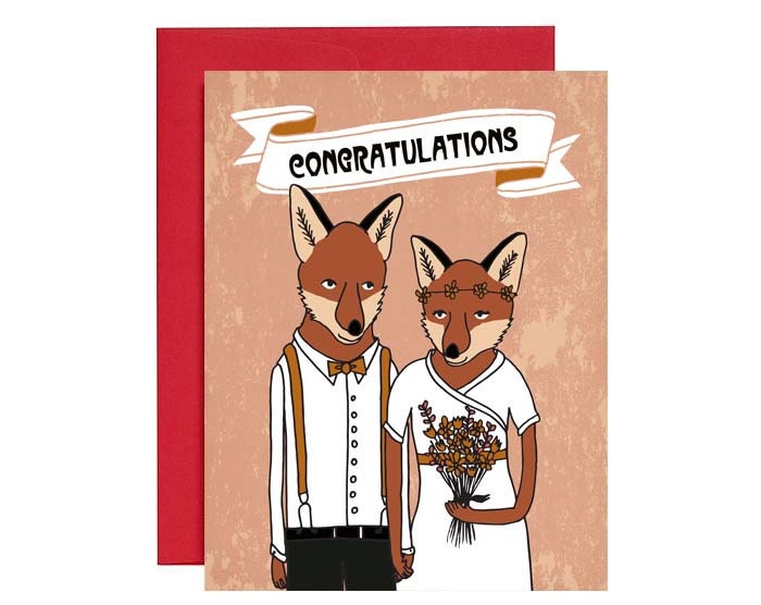 Congratulations - Wedding Foxes Card - Fantastic Mr. Fox
