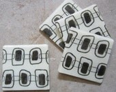 Fused glass coasters, White coaster set, Mid Century Modern Decor