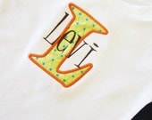 Boy Name bodysuit onesie- Initial Number Applique Custom Order- baby boy