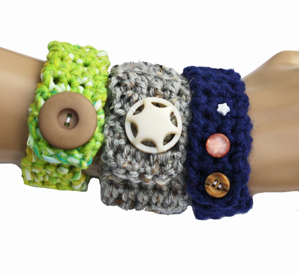 Crochet Wrist Cuffs- Set of 3