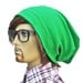 Green Beanie Slouch Beanie- Ultimate Slacker Sewn STRETCH KNIT Beanie Hat- Mens or Unisex