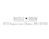 Address Stamp - SELF INKING - handprinted font with heart - Wedding gift - Nicole and Drew Design