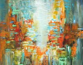 Large abstract painting modern contemporary 30 X 40  textured  art  Lauren Marems made to order