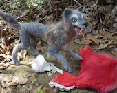 Needle Felted Big Bad Wolf Fiber Sculpture