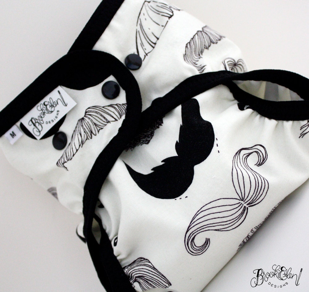 Waterproof diaper cover- Swim Diaper Mustache Mania One Size Ready to Ship