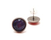 Purple Glitter Earrings - Super sparkly bright violet glitter rhinestones on gunmetal post studs