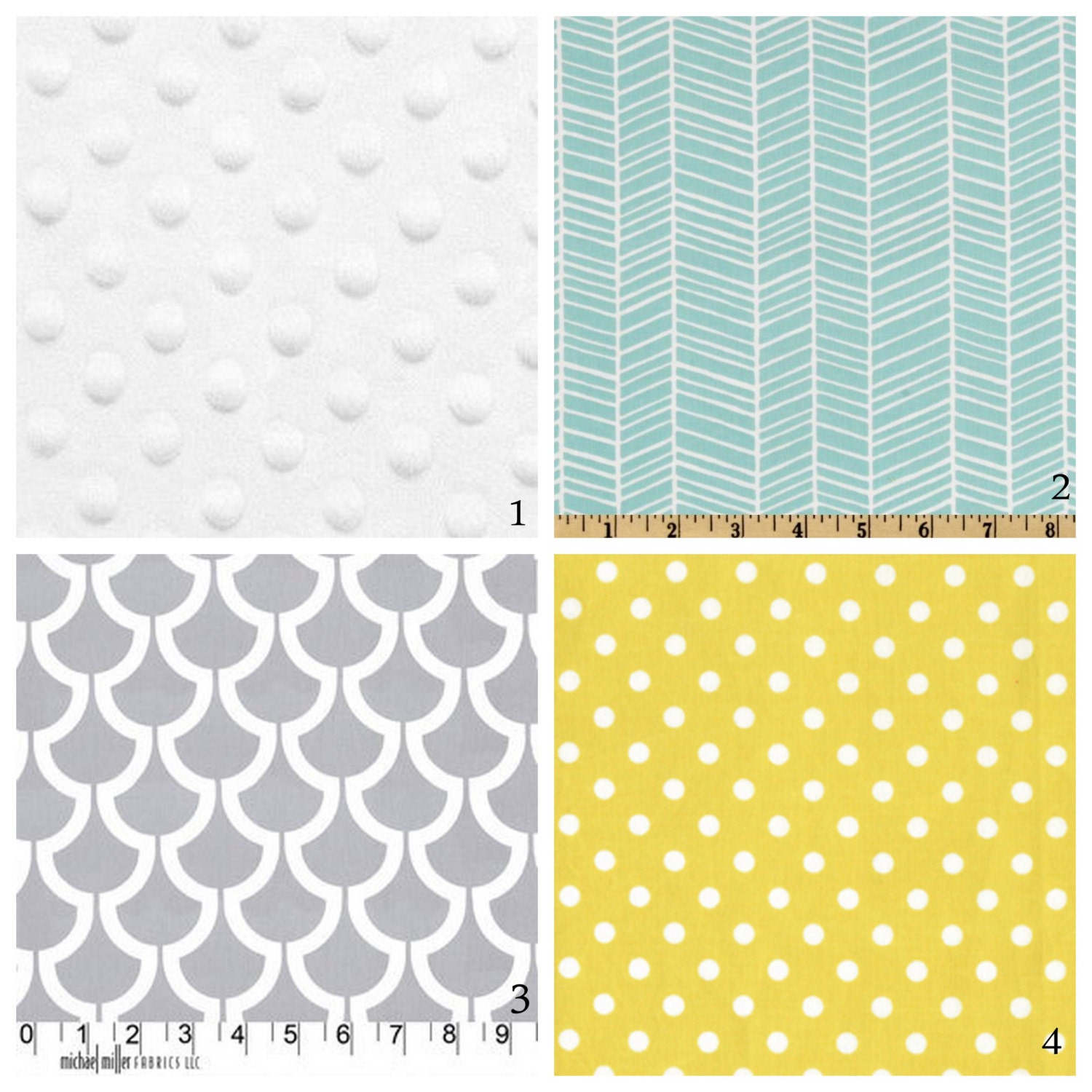 Custom Crib Bedding-3 piece-Mint, Citron and Grey