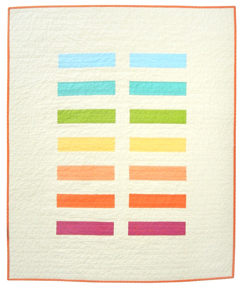 Modern Rainbow  Quilted Baby Blanket - Rainbow Bricks