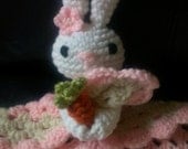 ready to ship baby girls snuggle bunny security blanket perfect gift for easter or baby shower