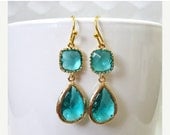 Sale 25% Off Blue Lagoon Faceted Teardrop Earrings - Wedding - Bridal - Bridesmaid