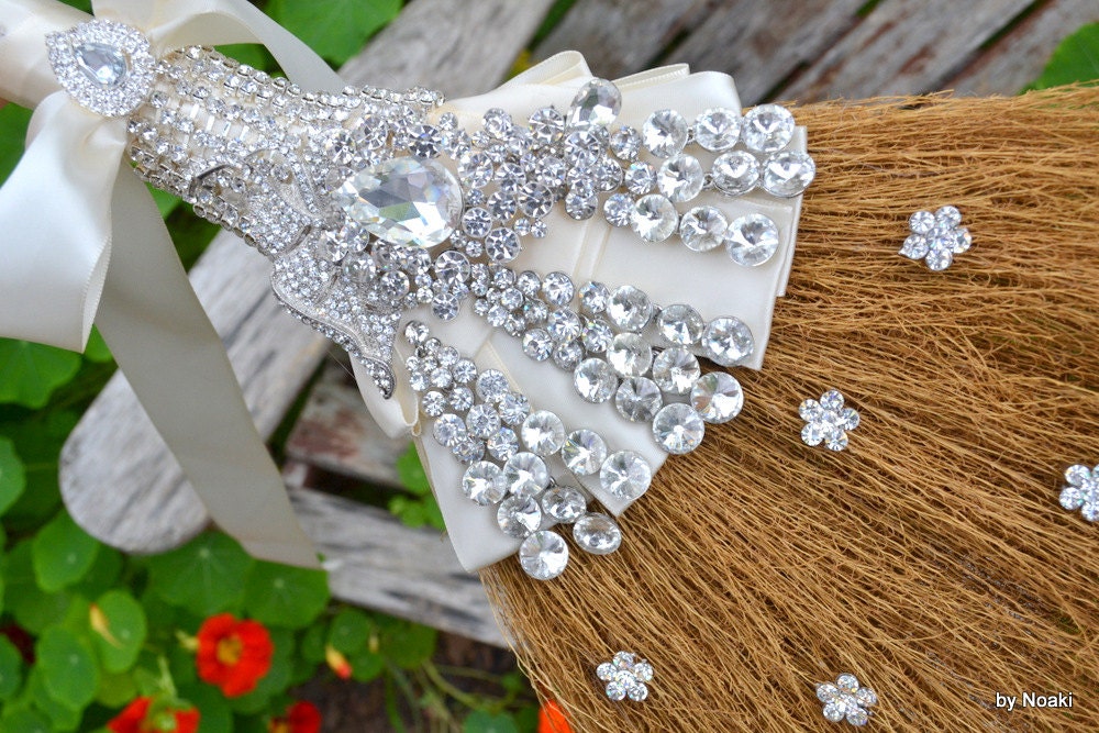 Diamante wedding broom -- made to order wedding jumping broom