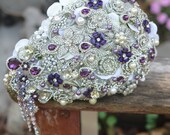 Deposit on purple and pearl cascading brooch bouquet -- made to order  brooch bouquet