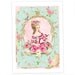 Marie Antoinette, Art Print, Giclee, Vintage rose wallpaper, high tea, pink roses, birds, Shabby Chic Style, spring