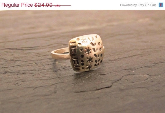 CLOSING SALE Dainty sterling silver stamped ring