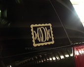 5" Scallop Border Square Car Size Monogram Vinyl Decal