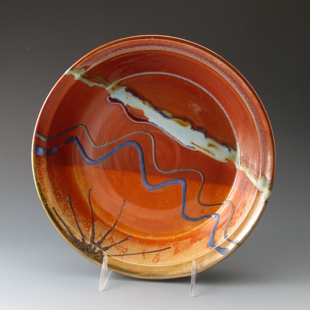 Pottery Stoneware Pie Plate w/Desert Colors - Ceramic Baking Dish