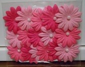 Pink Pearled Mulberry Paper Flowers-Set Of 16