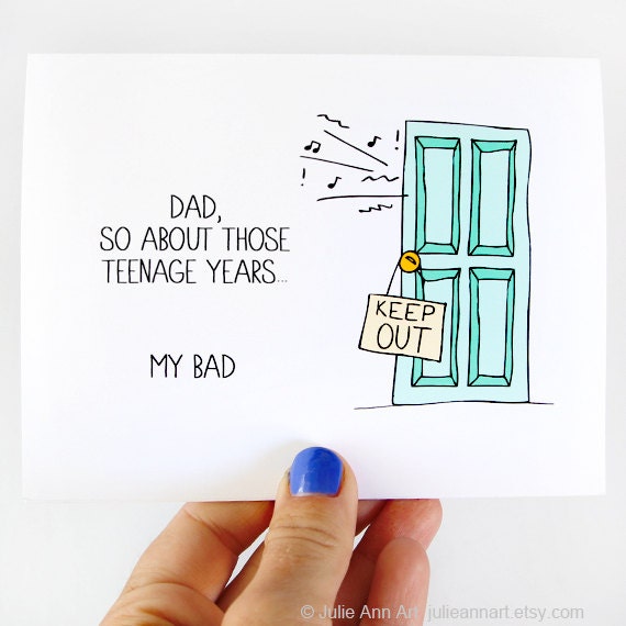 Funny Fathers Day Card. Funny Mothers Day Card. Blank Handmade Greeting Card.