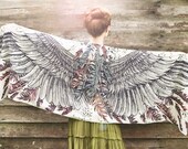 Women scarf, Earthy Wings and feathers in Modal/rayon, stunning unique and useful, perfect gift