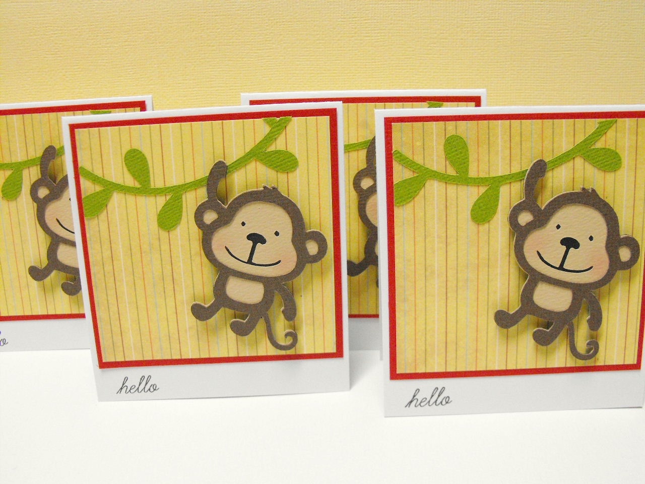 Monkey Note Cards set of 4- blank