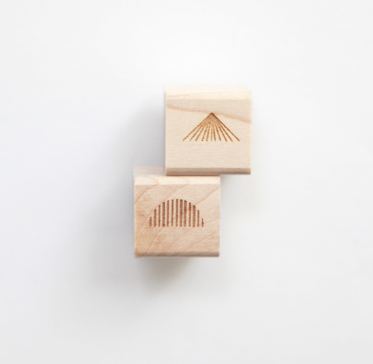 Radiating Lines Mini  Rubber Stamps (Wood Mounted), Original Geometric Design Set of 2