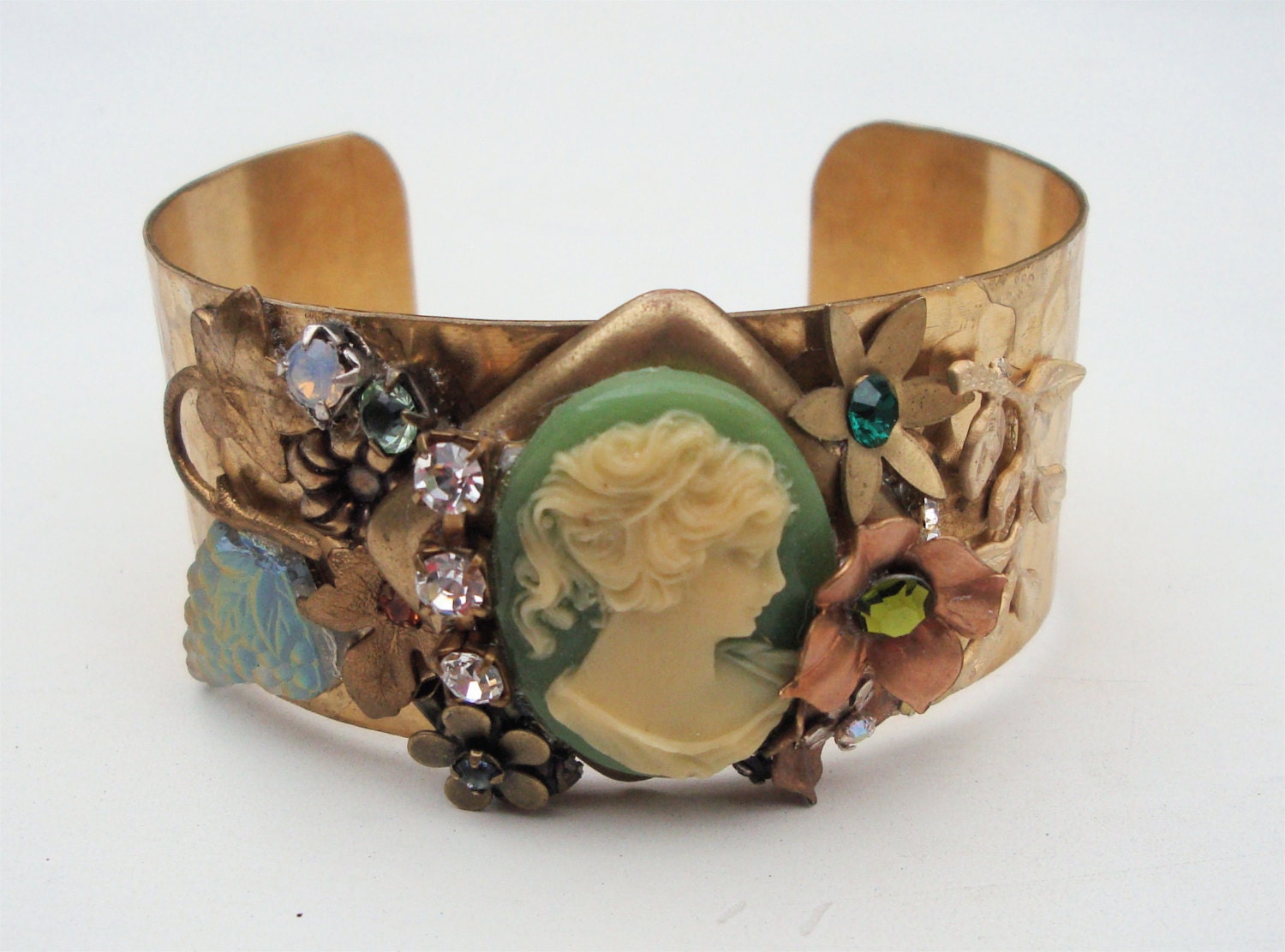 Ornate vintage brass cuff bracelet