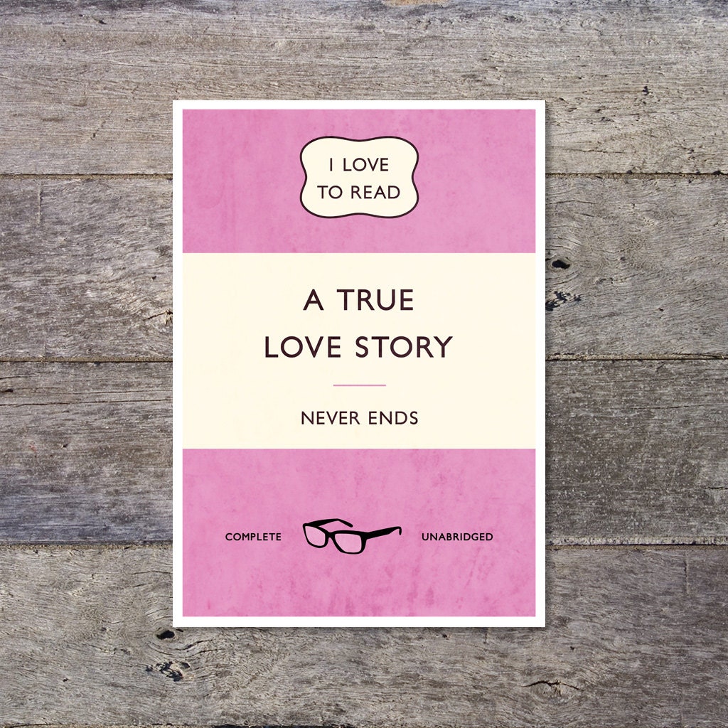 A True Love Story Never Ends - penguin style typographic book cover
