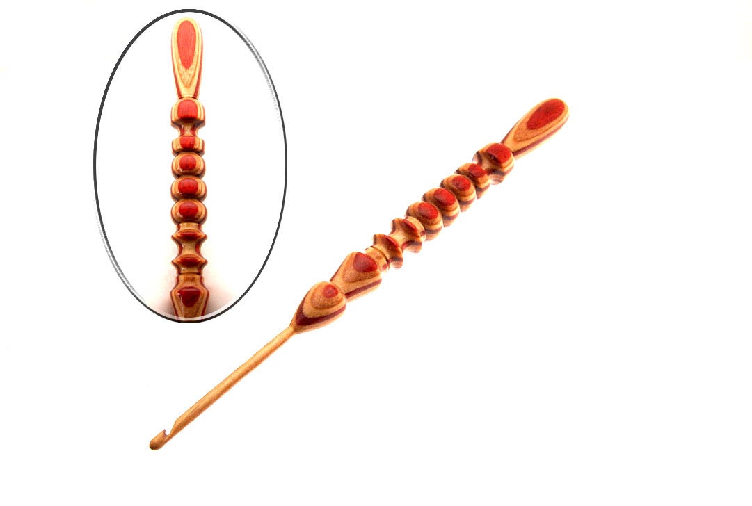 Handmade Wood Crochet Hook Ruby Wood size D