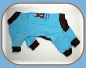 Pet Dog Clothing Blue Teddy Pajamas All Done and Ready To Ship Unbearably Cute