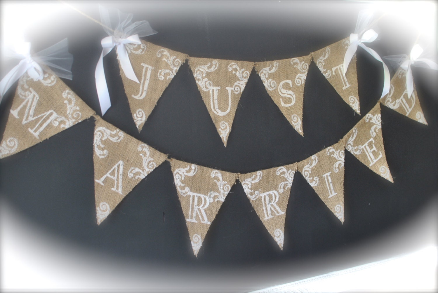 JUST MARRIED Custom wedding burlap banner