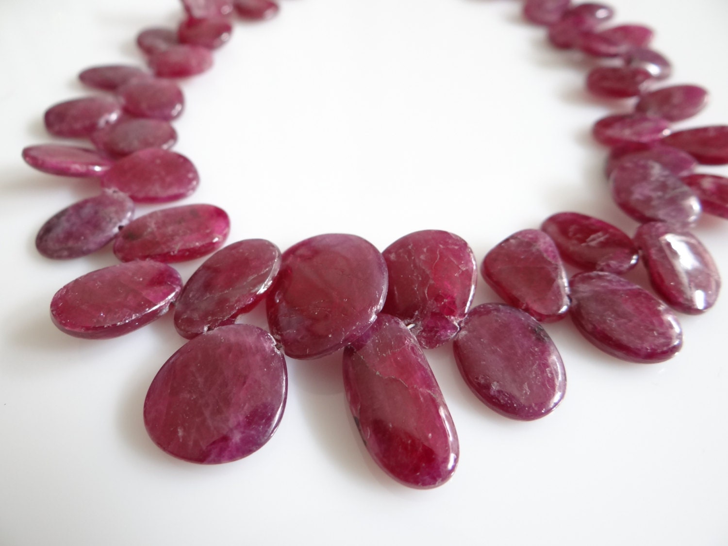 4 Inches---- Natural Red Ruby Tip Drilled Slice Nuggets