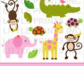 Girl Jungle Animal Clip Art INSTANT DOWNLOAD Il_170x135