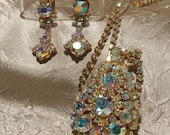 Vintage Aurora Borealis Delizza Elster Necklace Set Stunner