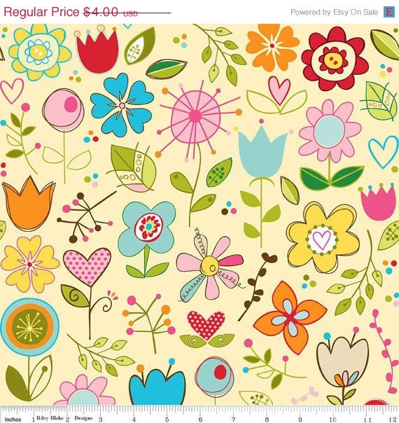 SALE Sunny Happy Skies Yellow Main - Clearance LAST 1/2 Yard