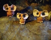 Totem Owl Family, Polymer Clay, Miniatures, Handmade One of A Kind, terrarium