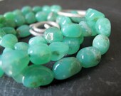 CHRYSOPRASE // Chrysoprase necklace with sterling silver handmade moons