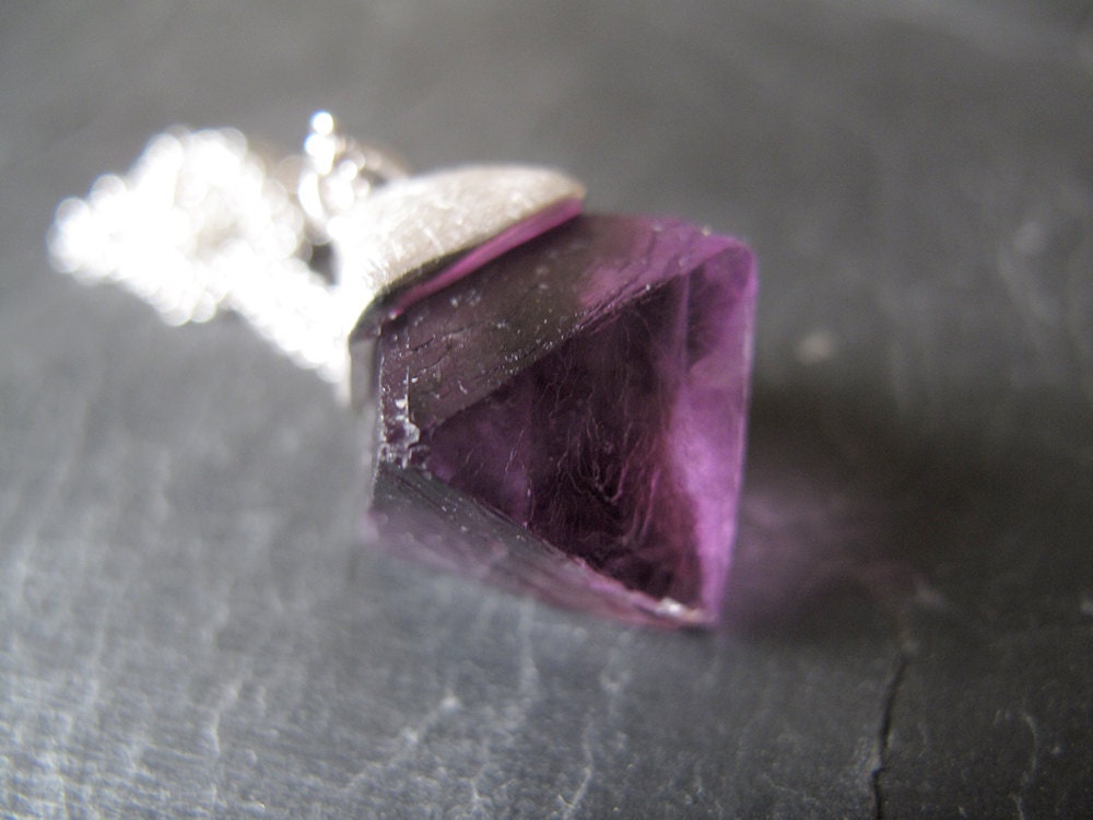 FLUORITE // Sterling silver pendant with purple Fluorite crystal