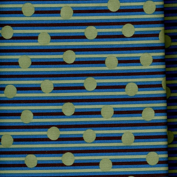 DESTASH 1/2 yd Moda Tiddlywinks Stipe with Green Dots