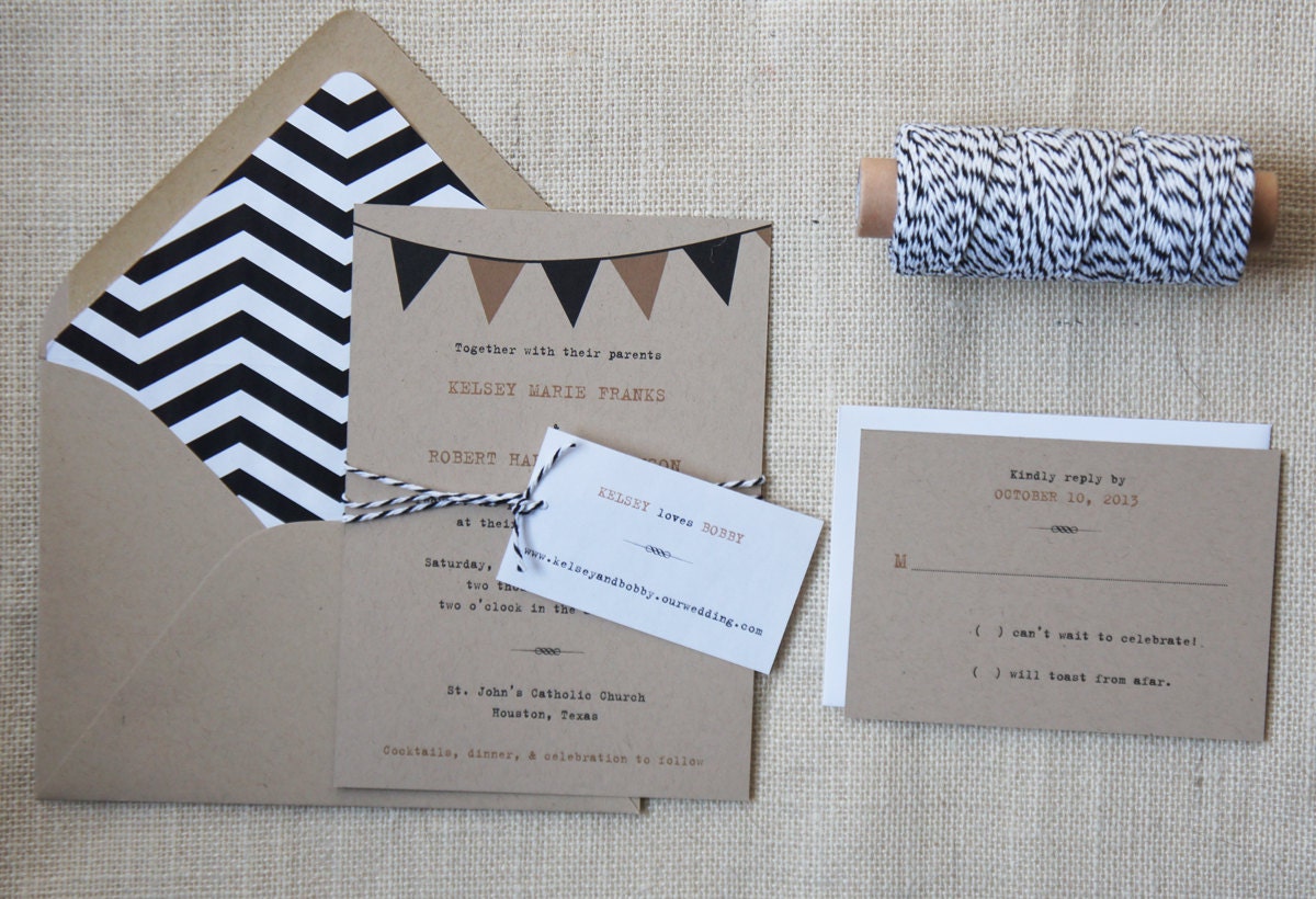 Rustic Wedding Invitations with Bunting