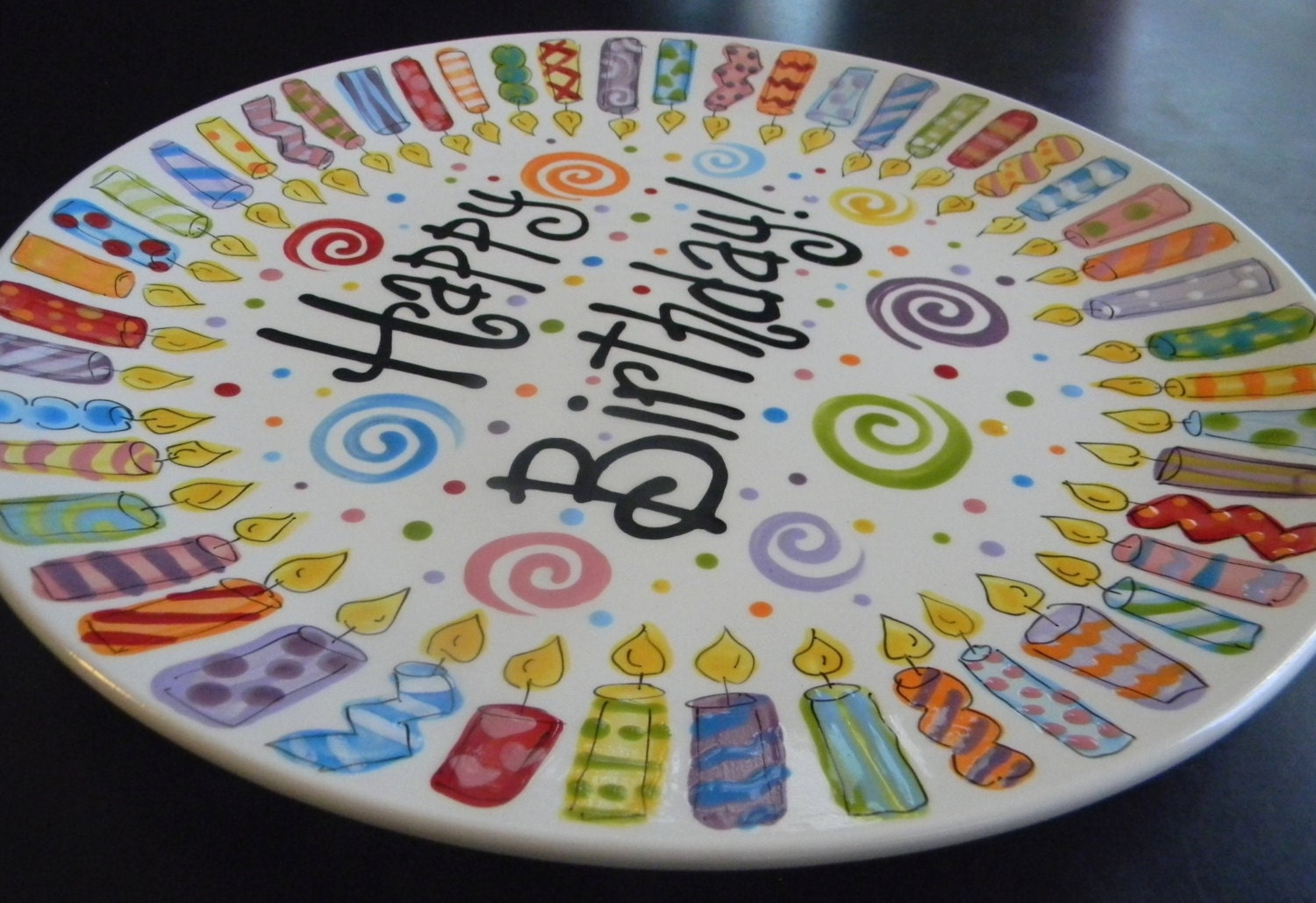Candle Family Birthday Plate - 10 Inch Ceramic Plate