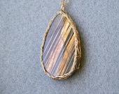 Gold Labradorite Necklace, Labradorite Gold Necklace, Crochet Gold Wire, OOAK