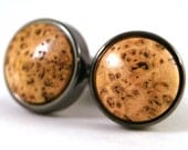 Cufflinks: Pennsylvania Cherry Burl in Gunmetal Bezel Cufflink (CL-578)