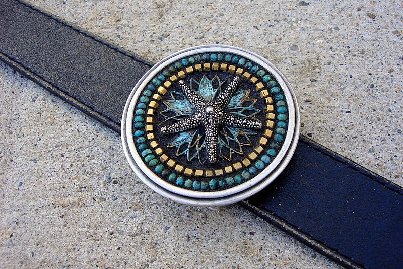 SEA STAR-Mosaic Belt Buckle-OOAK woman's belt buckle