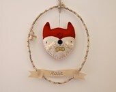 Woodland fox wreath personalised wall hanging room decoration