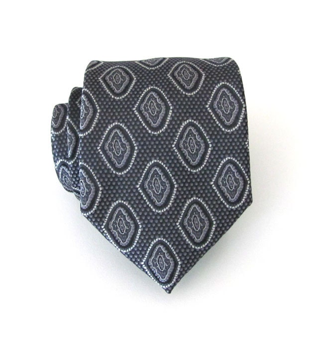 Black Tie - Black and Grey Mens Necktie