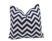 Free US Shipping-Decorative Designer Pillow Cover-18 inch-Zig Zag Chevron In Navy Blue