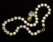 Edwardian Rhinestone Choker and Earrings Set- Sparkling Dazzling Bling-1910's -Early Art Deco-Statement Piece