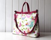 SALE Laptop Bag in Purple Pink with Soft Colorful Little Birds / Macbook Sleeve / Ipad / Outside Pocket / 2013 Spring Summer / 15" laptop